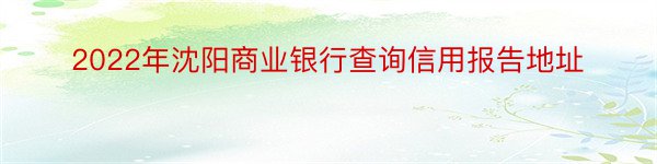 2022年沈阳商业银行查询信用报告地址