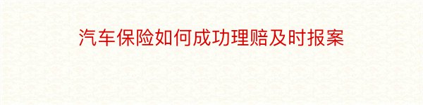 汽车保险如何成功理赔及时报案